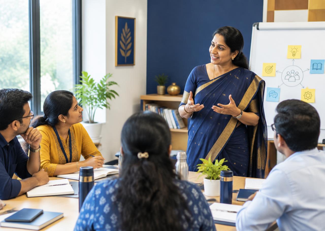 Indian educators taking part in a teacher training workshop